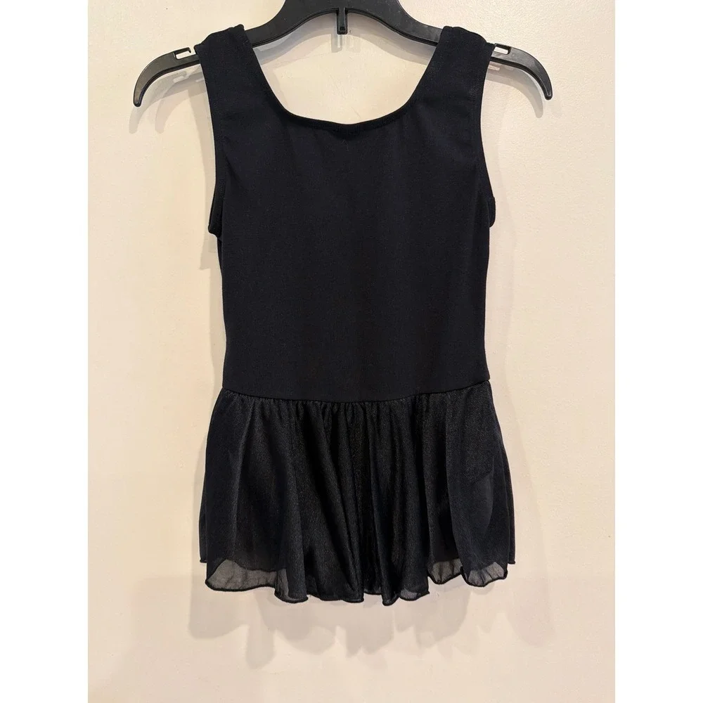 Cat & Jack Girls Black Rhinestone Sleeveless Dance Leotard Dress Size M 7/8